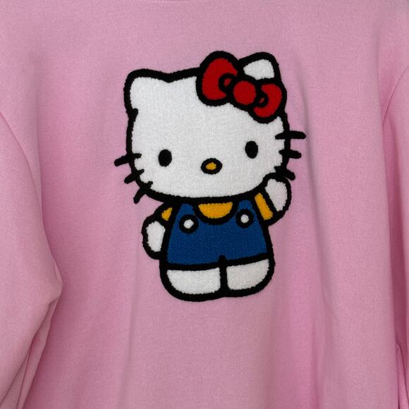 Hello Kitty By Sanrio Kawaii Aesthetic Pink Embroidered Pullover Sweatshirt NWT - Picture 4 of 8